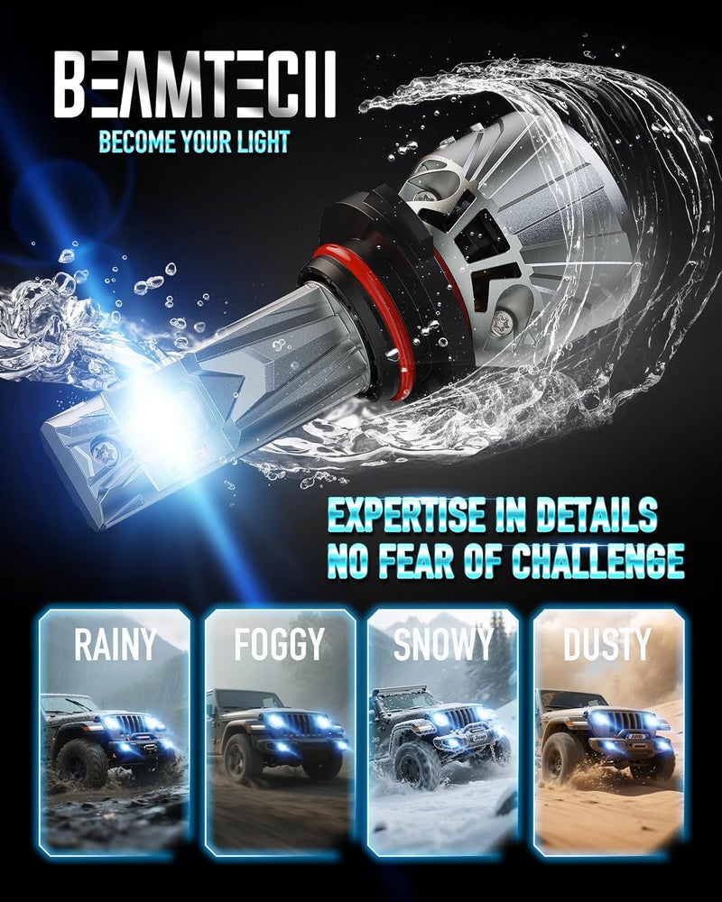 BEAMTECH |90 05|90 06| Light Combo, 800% Brighter High Speed Fan 6500K Fog Bulb Pack of 4 - Image 5